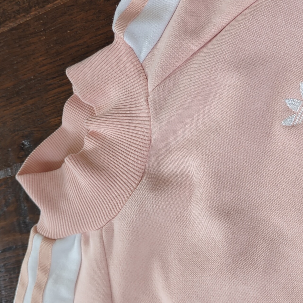 ADIDAS I Pink Turtle Neck LOVE-SET Sweatshirt w/ Embroidered Flowers & Quote, XS - Picture 9 of 15
